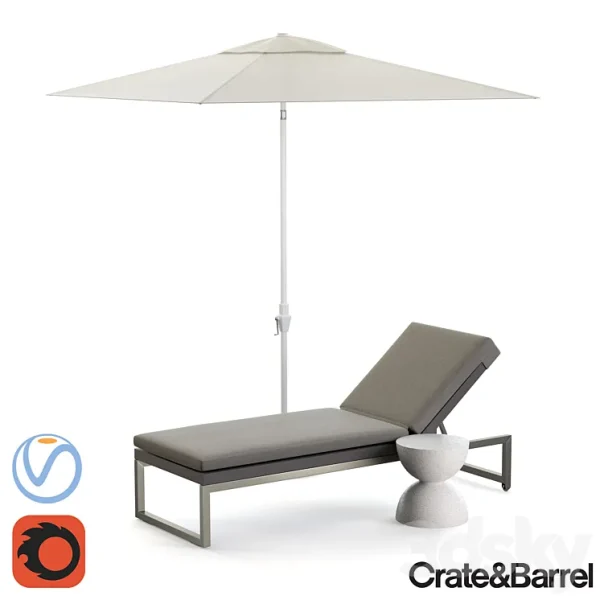 3DSky - Dune Chaise Lounge With Sunbrella