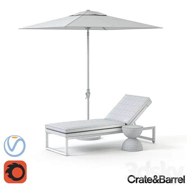 3DSky - Dune Chaise Lounge With Sunbrella - Image 2