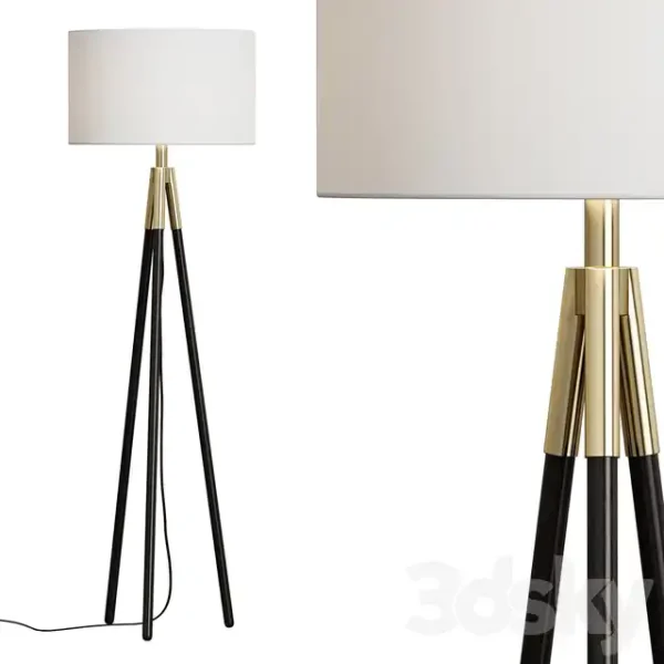 3DSky - Hyde Brass and Bronze Metal Tripod Floor Lamp