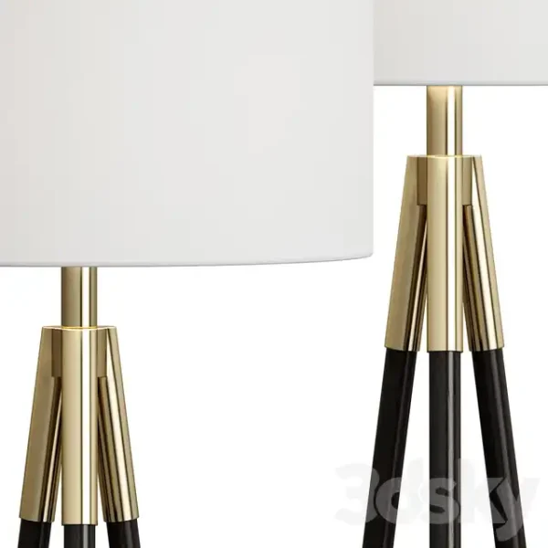 3DSky - Hyde Brass and Bronze Metal Tripod Floor Lamp - Image 2
