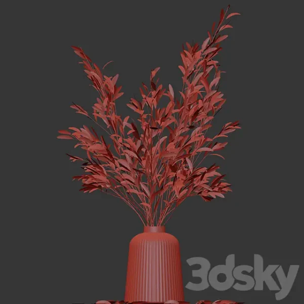 3DSky - Olive Stems in Yellow Glass Vase with Water - Image 2