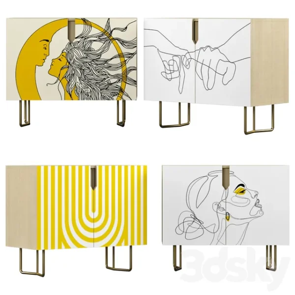 3DSky - Nightstand Set 01 Yellow Art