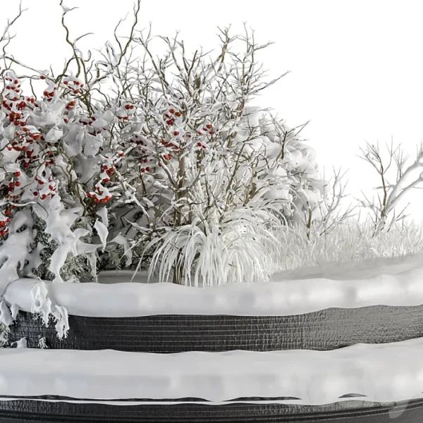 3DSky - Urban Furniture Snowy Bench with Plants Set 15 - Image 3