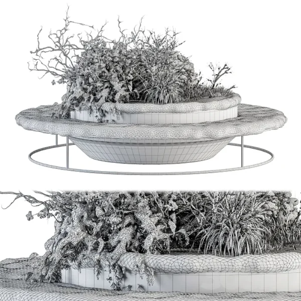 3DSky - Urban Furniture Snowy Bench with Plants Set 15 - Image 4