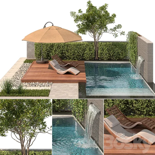 3DSky - Backyard with Pool & Plants & Furniture