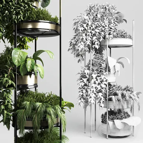 3DSky - Collection Indoor Plant Plant Stairs Stand Metal Vase 10 - Image 3