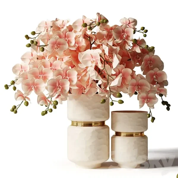 3DSky - Bouquet of Pink Orchids in a Modern Beige Vase