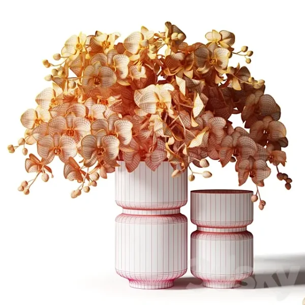 3DSky - Bouquet of Pink Orchids in a Modern Beige Vase - Image 2