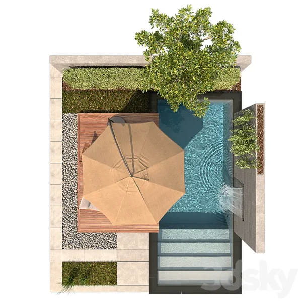 3DSky - Backyard with Pool & Plants & Furniture - Image 3