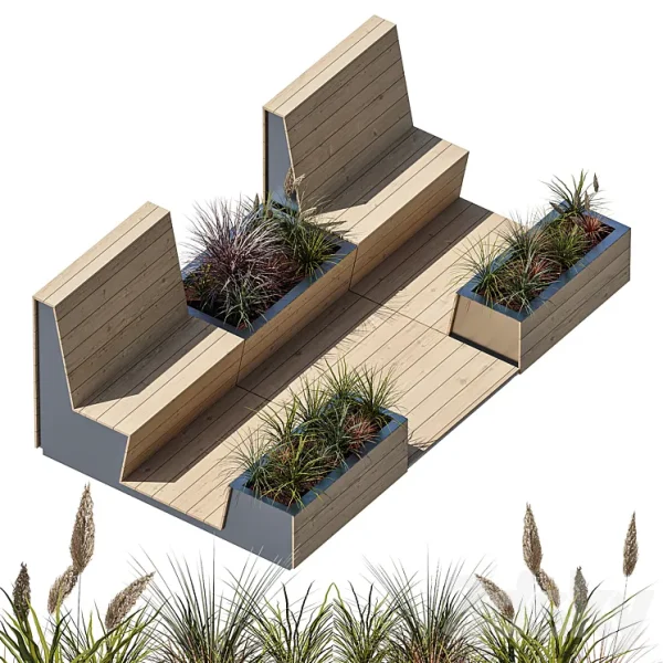 3DSky - Parklet with Two Benches - Image 2
