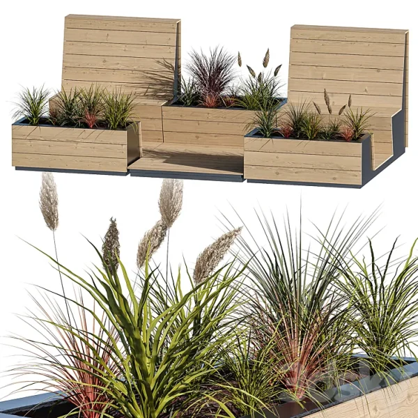 3DSky - Parklet with Two Benches