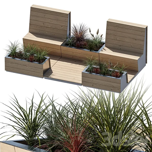 3DSky - Parklet with Two Benches - Image 3