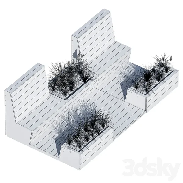 3DSky - Parklet with Two Benches - Image 4