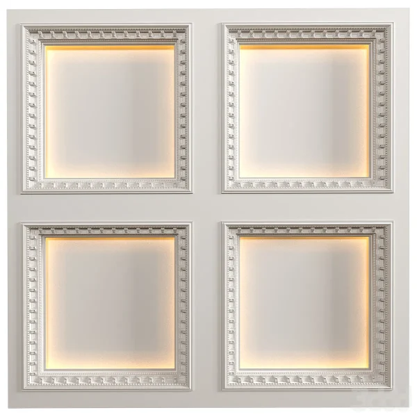 3DSky - Modern Coffered Illuminated Ceiling Art Deco Style 1