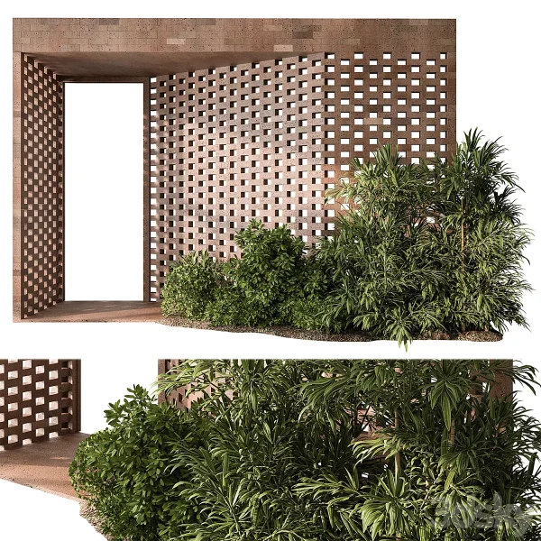 3DSky - Outdoor Entrance Parametric Brick Wall Architecture Element 54