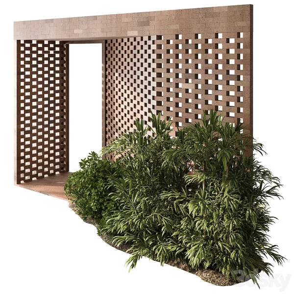 3DSky - Outdoor Entrance Parametric Brick Wall Architecture Element 54 - Image 2