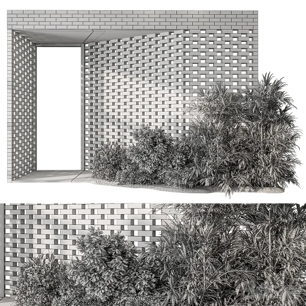 3DSky - Outdoor Entrance Parametric Brick Wall Architecture Element 54 - Image 3