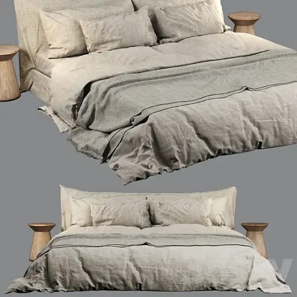 3DSky - Neutral Colored Cozy Bed - Image 4