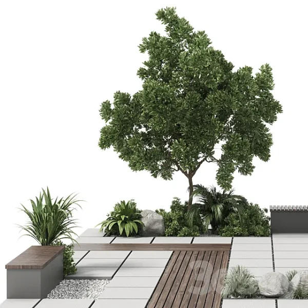 3DSky - Urban Furniture Green Benches With Plants 30 - Image 4