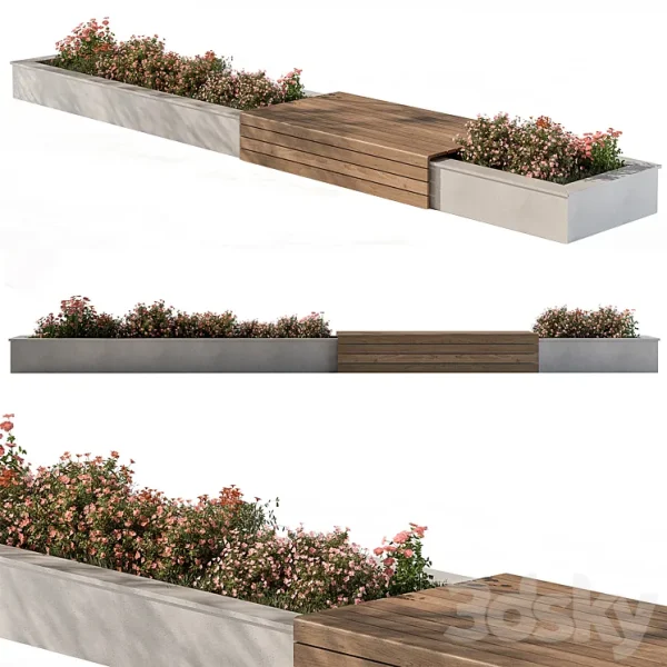 3DSky - Urban Bench with Flowers Set 40
