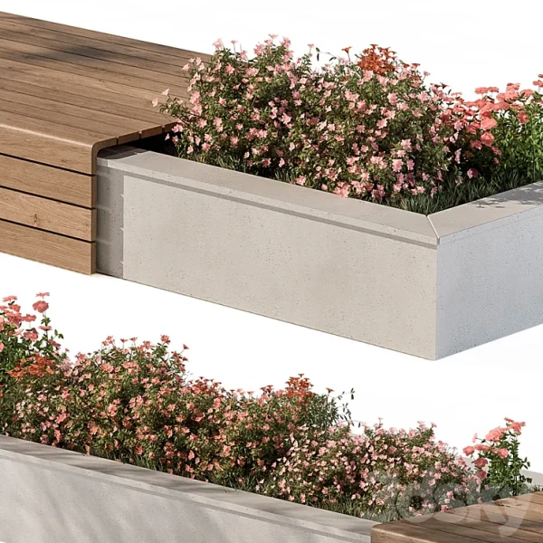 3DSky - Urban Bench with Flowers Set 40 - Image 2