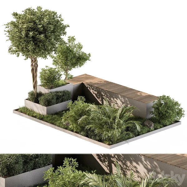 3DSky - Urban Furniture Bench with Plants Set 43
