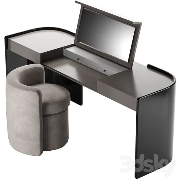 3DSky - Modern Make Up Table with Pouf - Image 2