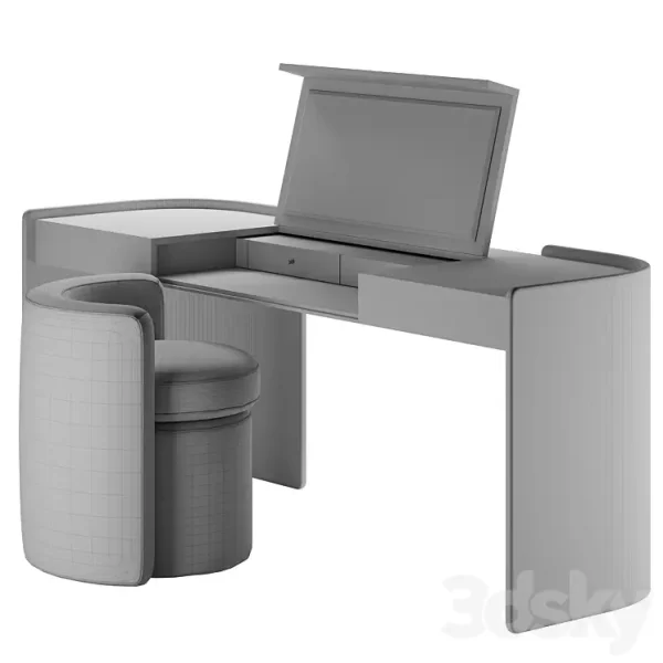 3DSky - Modern Make Up Table with Pouf - Image 3