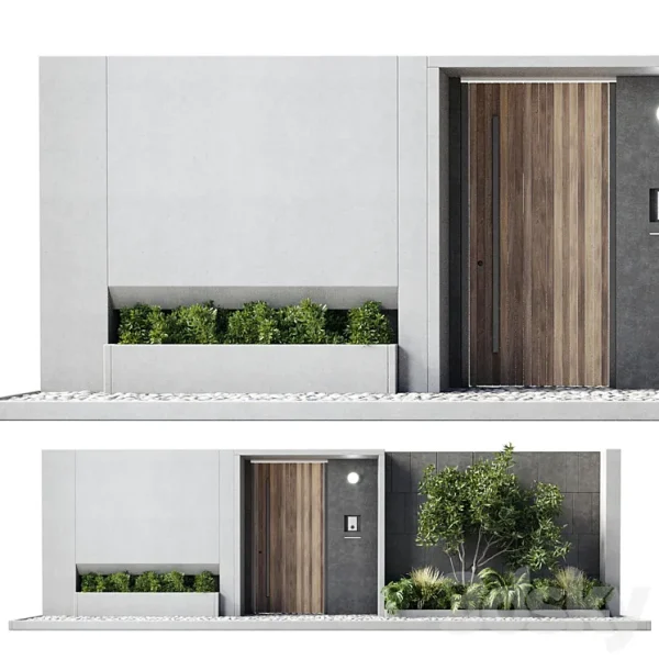 3DSky - Door Outdoor Entrance and Fence and Graden 05