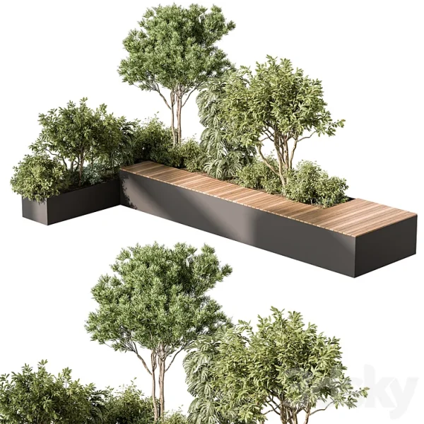 3DSky - Urban Furniture Bench with Plants 52