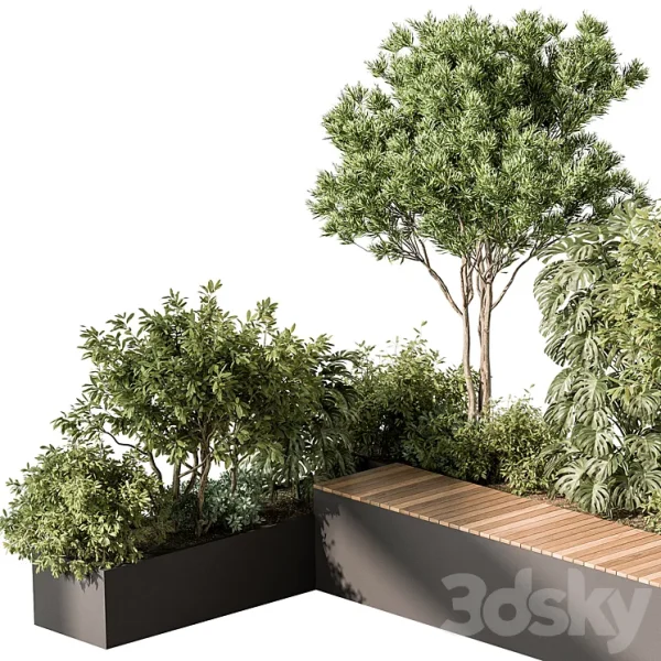 3DSky - Urban Furniture Bench with Plants 52 - Image 2