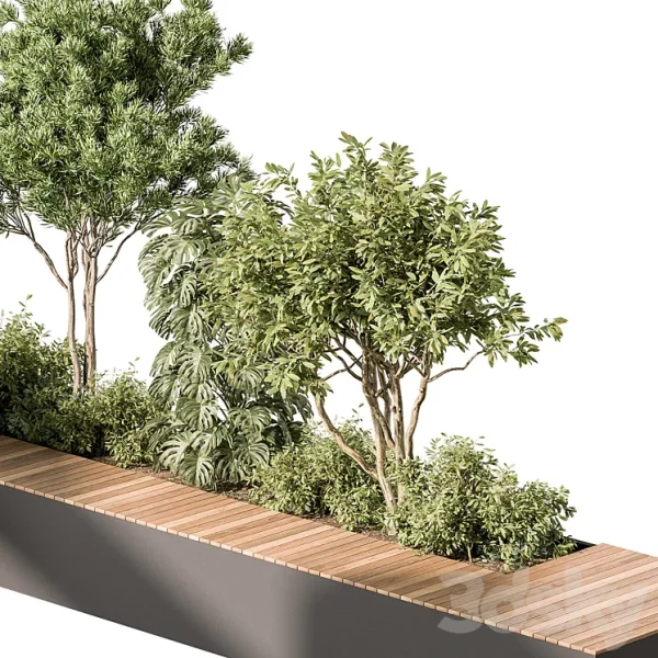 3DSky - Urban Furniture Bench with Plants 52 - Image 3