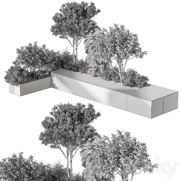 3DSky - Urban Furniture Bench with Plants 52 - Image 4