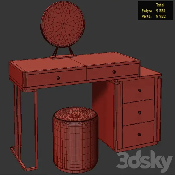 3DSky - Homary Makeup Vanity Set Retracted - Image 2