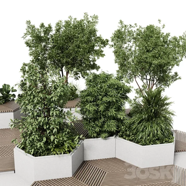 3DSky - Urban Environment Urban Furniture Green Benches With Tree 42 - Image 4