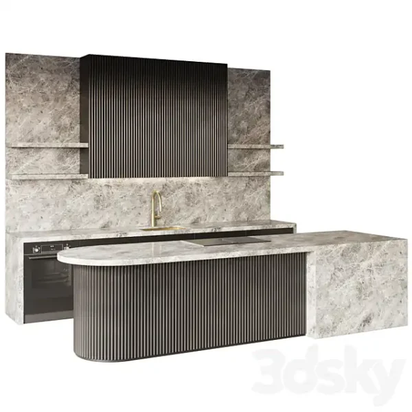 3DSky - Modern Style Kitchen with Island Kitchen - Image 2