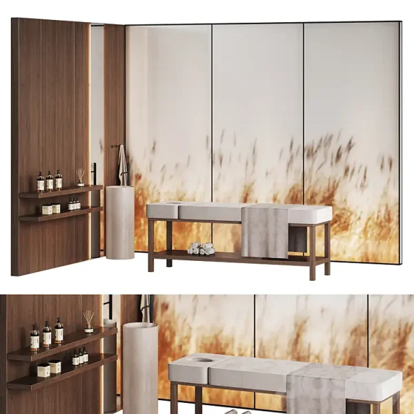3DSky - Modern Minimalistic Spa with Wheat Ears Behind Glass