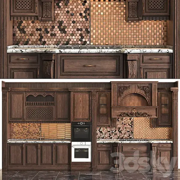 3DSky - Classic Wooden Luxury Kitchen Deluxe 2