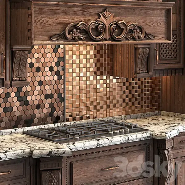 3DSky - Classic Wooden Luxury Kitchen Deluxe 2 - Image 3