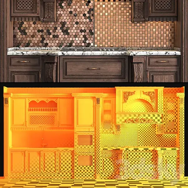 3DSky - Classic Wooden Luxury Kitchen Deluxe 2 - Image 4
