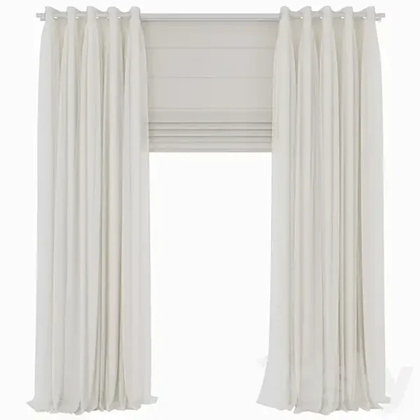 3DSky - Double Curtains with Tulle