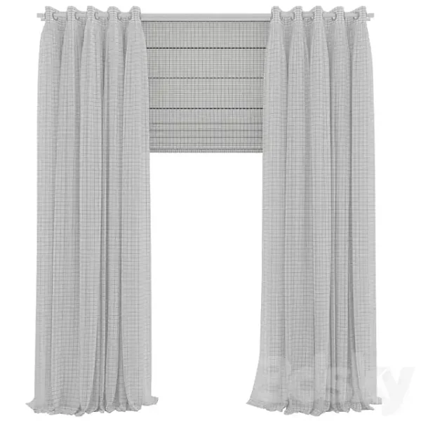 3DSky - Double Curtains with Tulle - Image 2