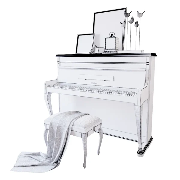3DSky - Piano Weinbach White Stool and Decor - Image 2