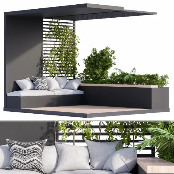 3DSky - Roof Garden and Balcony Furniture Black Set