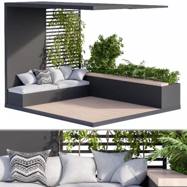 3DSky - Roof Garden and Balcony Furniture Black Set - Image 2