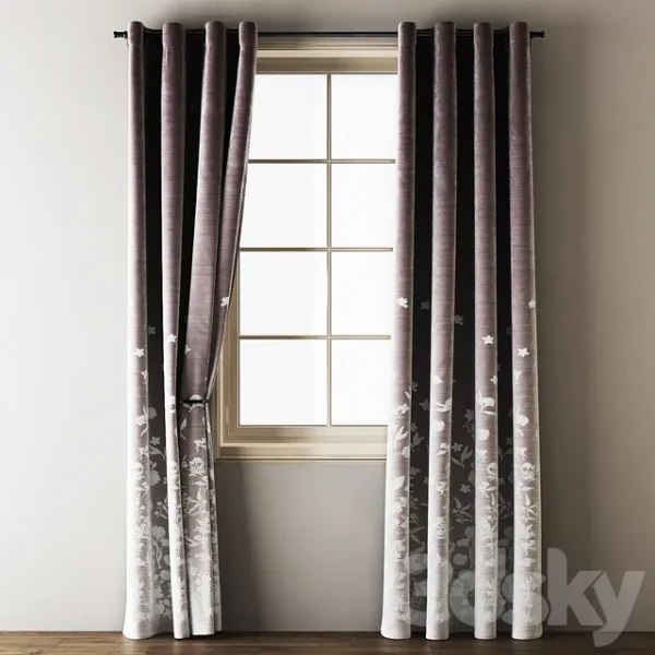 3DSky - Floral Embroidered Velvet Eyelet Curtains