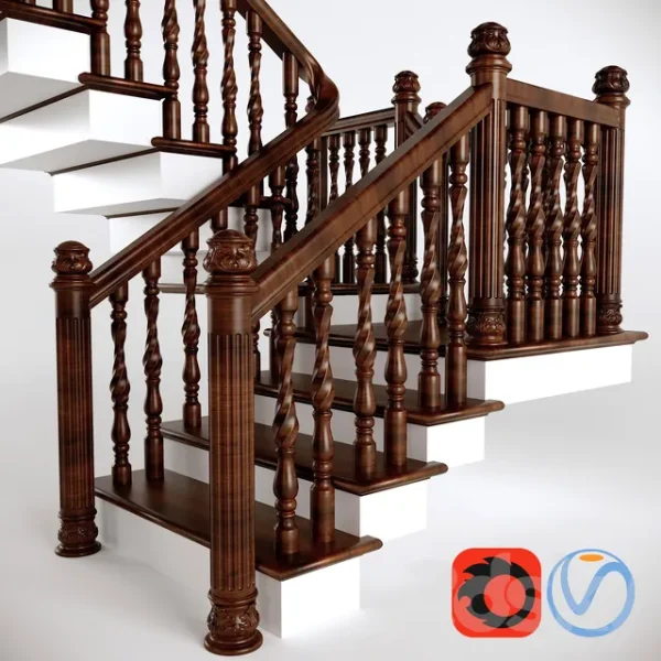 3DSky - Wooden Two Step Ladder With a Platform