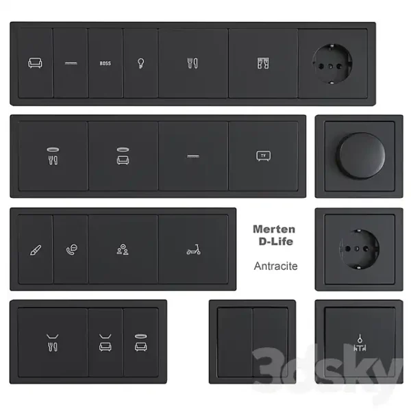 3DSky - Schneider Electric Sockets and Switches with Markings