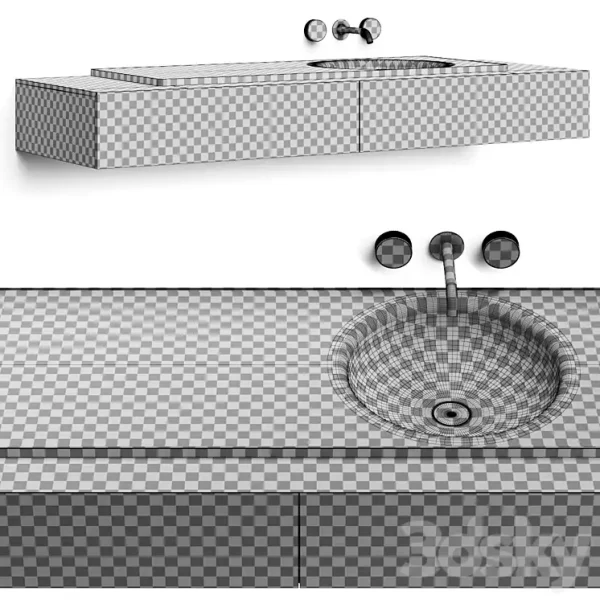 3DSky - Boffi Floe Stone Encased Washbasin & Salvatori Spaghetti - Image 2