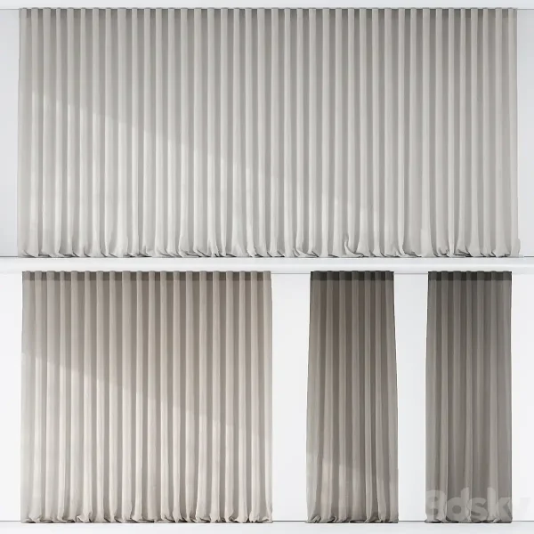 3DSky - Curtains with Folds on the Floor of Fine Linen